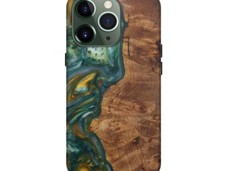 iPhone 13 Pro Wood+Resin Live Edge Phone Case - Bev (Dark Green, 570455) For Cheap