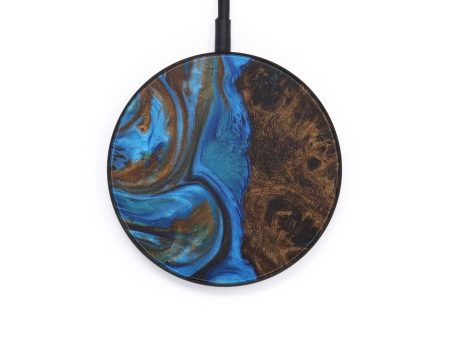 Circle Wood+Resin Wireless Charger - Legra (Teal & Gold, 568710) Online Sale