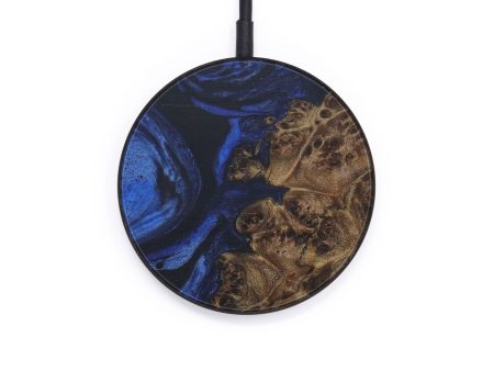 Circle Wood+Resin Wireless Charger - Margeret (Dark Blue, 572209) Fashion