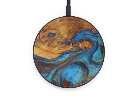 Circle Wood+Resin Wireless Charger - Idelle (Teal & Gold, 567214) Supply