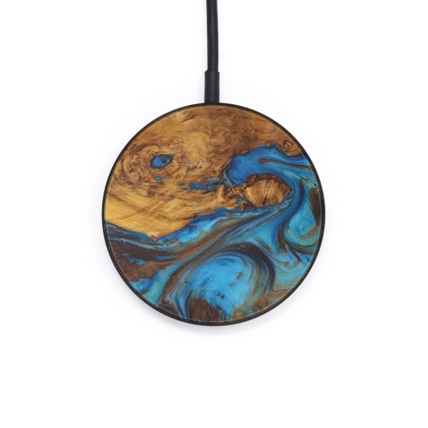 Circle Wood+Resin Wireless Charger - Idelle (Teal & Gold, 567214) Supply