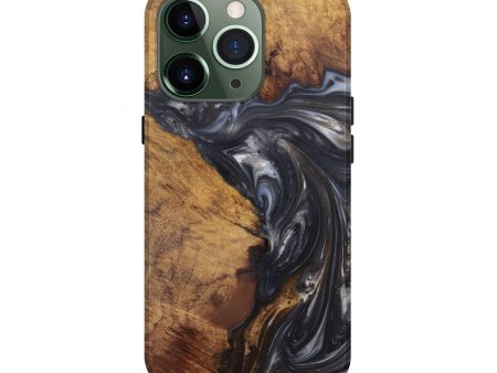 iPhone 13 Pro Wood+Resin Live Edge Phone Case - Ema (Black & White, 567546) Cheap