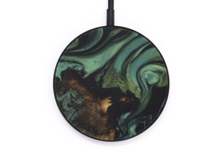 Circle Wood+Resin Wireless Charger - Rohit (Dark Green, 569206) Discount