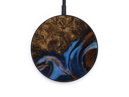 Circle Wood+Resin Wireless Charger - Alethea (Teal & Gold, 568682) Cheap