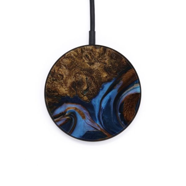 Circle Wood+Resin Wireless Charger - Alethea (Teal & Gold, 568682) Cheap