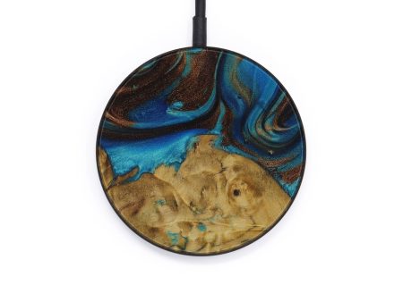 Circle Wood+Resin Wireless Charger - Yolanthe (Teal & Gold, 567792) Online