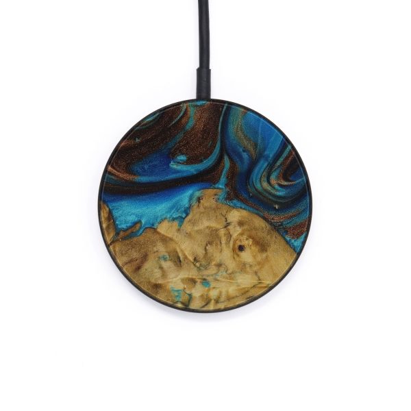 Circle Wood+Resin Wireless Charger - Yolanthe (Teal & Gold, 567792) Online