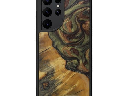 Galaxy S22 Ultra Wood+Resin Phone Case - Lucie (Dark Green, 571089) Cheap