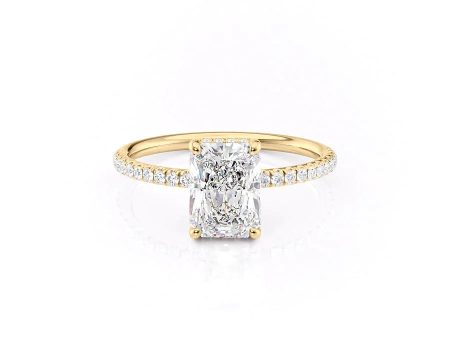 The Low Profile Kamellie Set With A 2.5 Carat Radiant Moissanite For Cheap