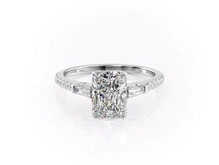 The Pave Liv Set With A 2 Carat Radiant Moissanite For Sale