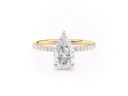 The Low Profile Kamellie Set With A 1.5 Carat Pear Moissanite on Sale